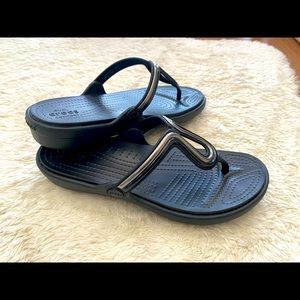 Crocs “Dual-Comfort” Black Thong Sandals